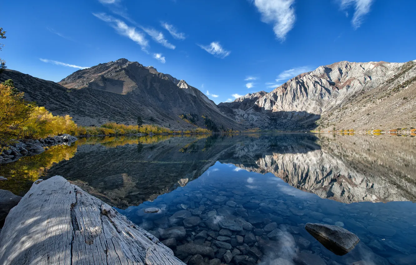Фото обои горы, озеро, отражение, Калифорния, California, Convict Lake