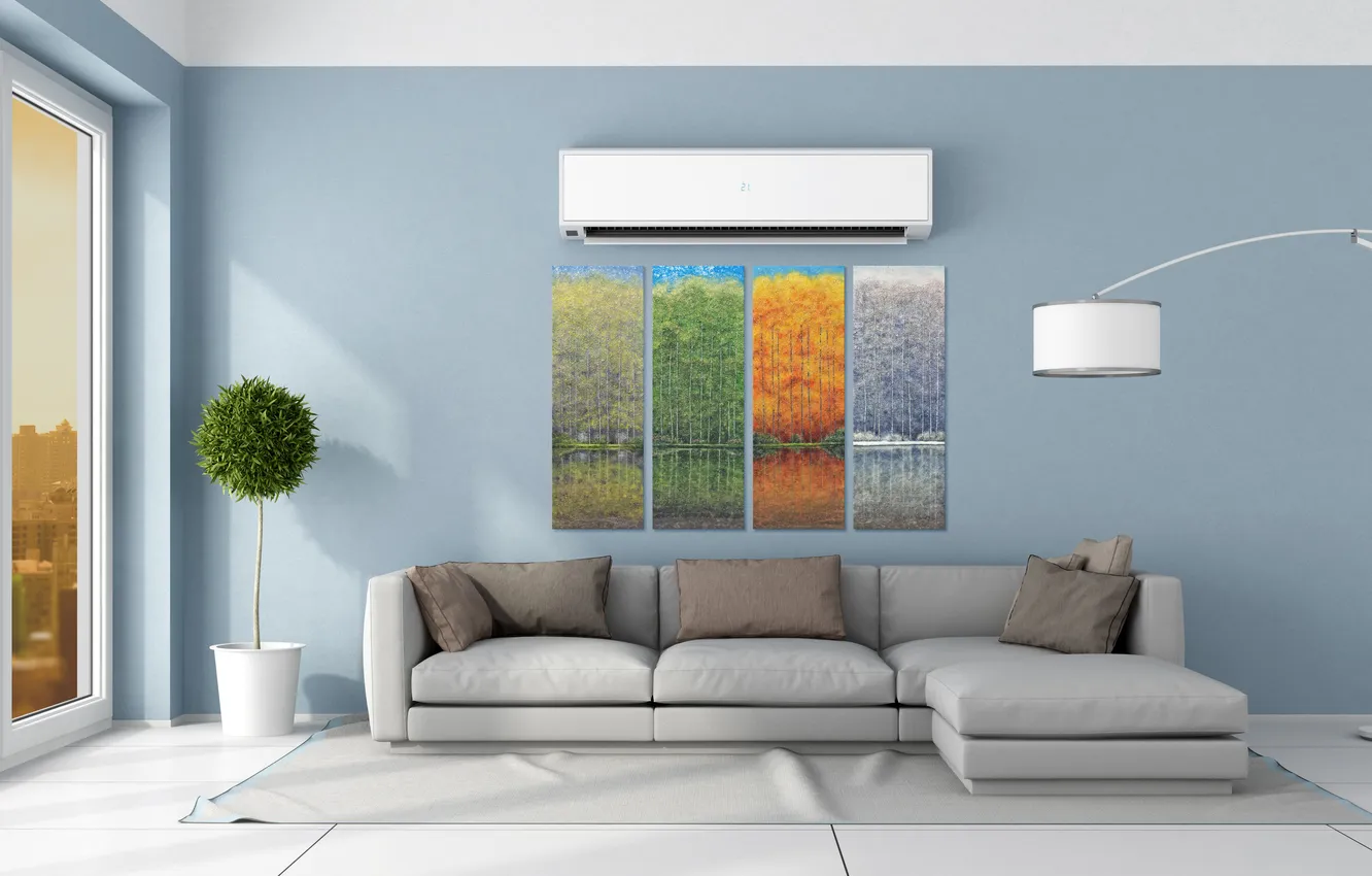 Фото обои summer, living room, oil painting, four seasons, air conditioner