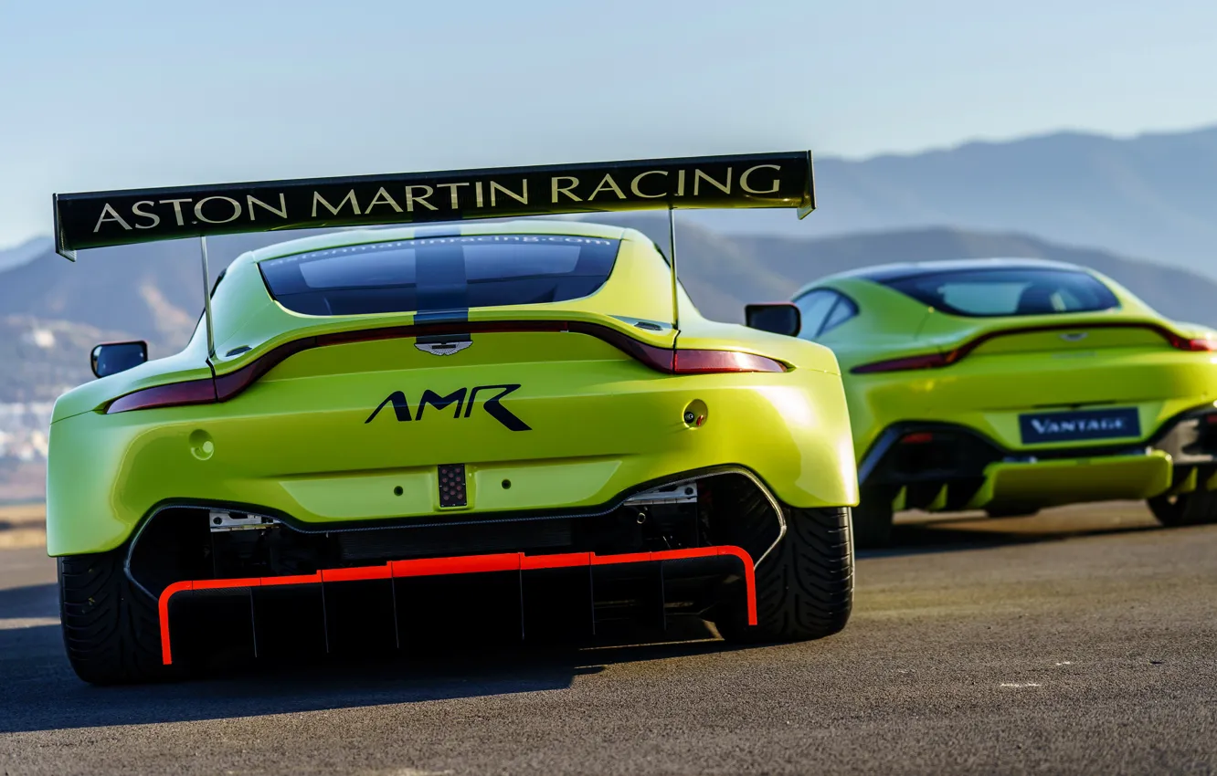 Фото обои Aston Martin, Vantage, пара, гоночное авто, спойлер, 2018, GTE