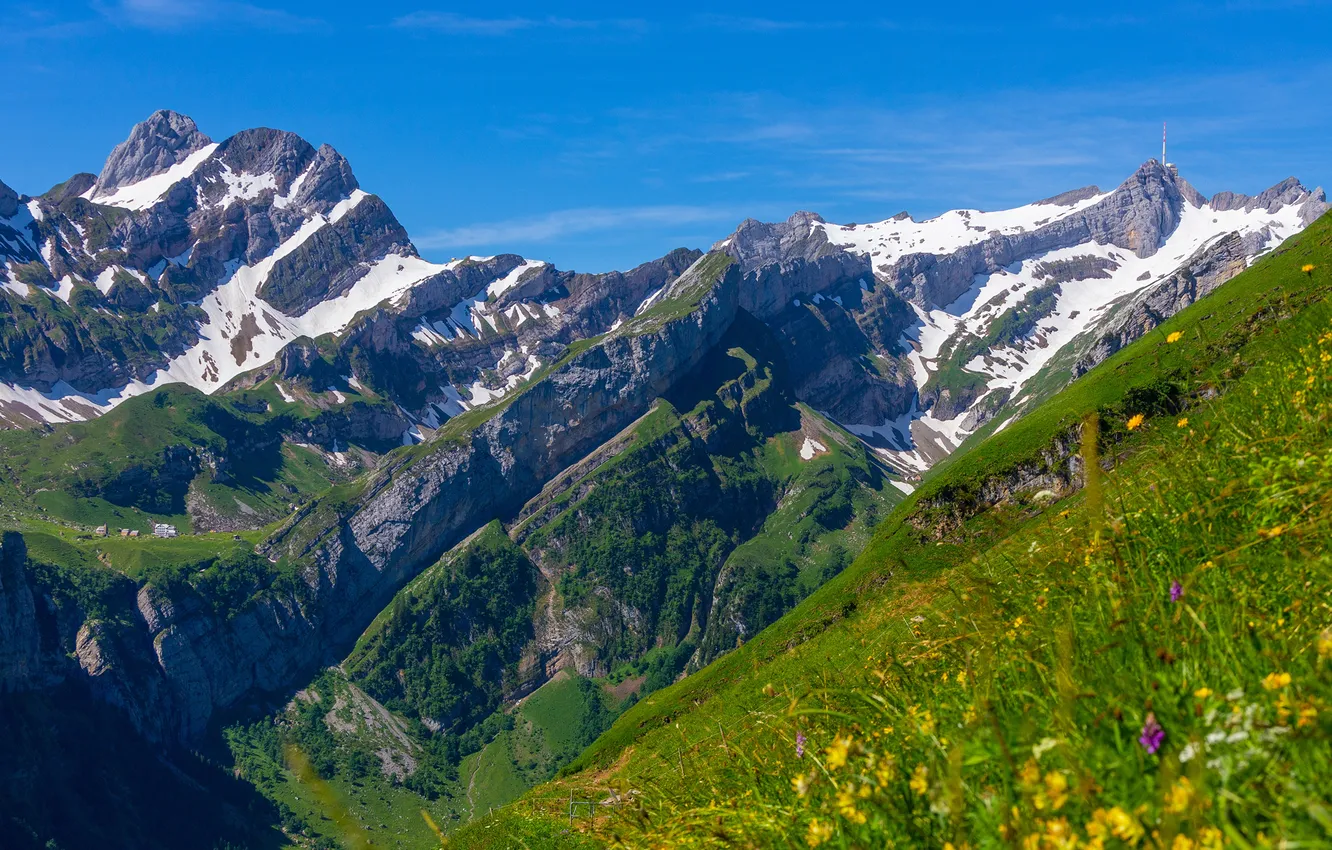 Фото обои Природа, Горы, Швейцария, Альпы, Пейзаж
