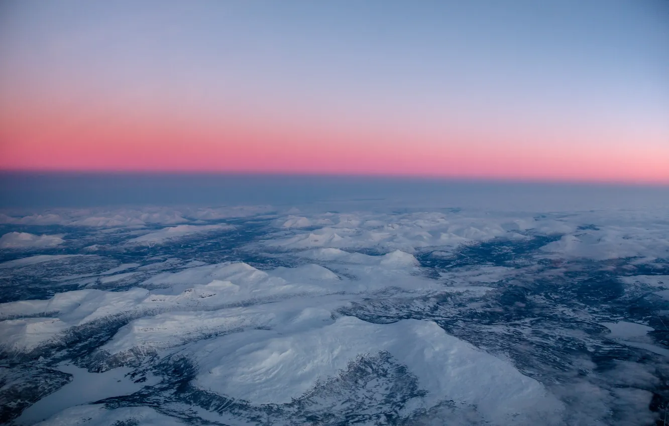 Фото обои twilight, winter, mountains, snow, dusk