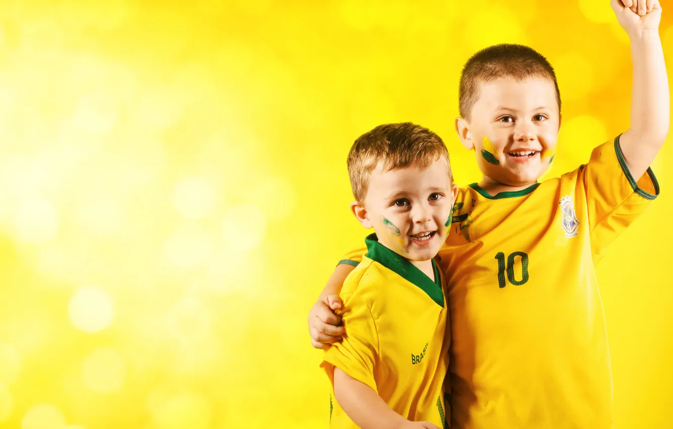 Фото обои Дети, Футбол, Brasil, FIFA, Болельщики
