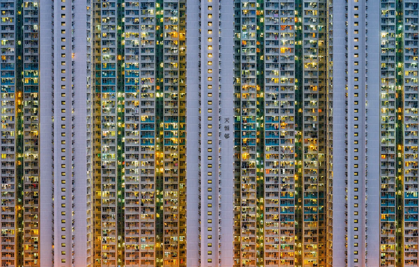Фото обои свет, город, дом, окна, Китай, Гонг - Конг