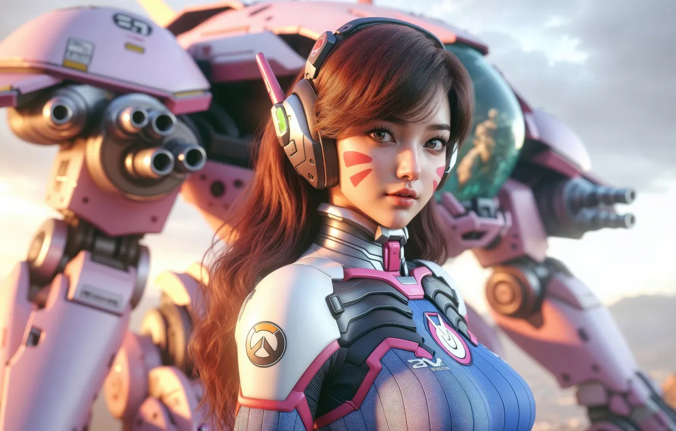 Фото обои mecha, overwatch, dva, mastery