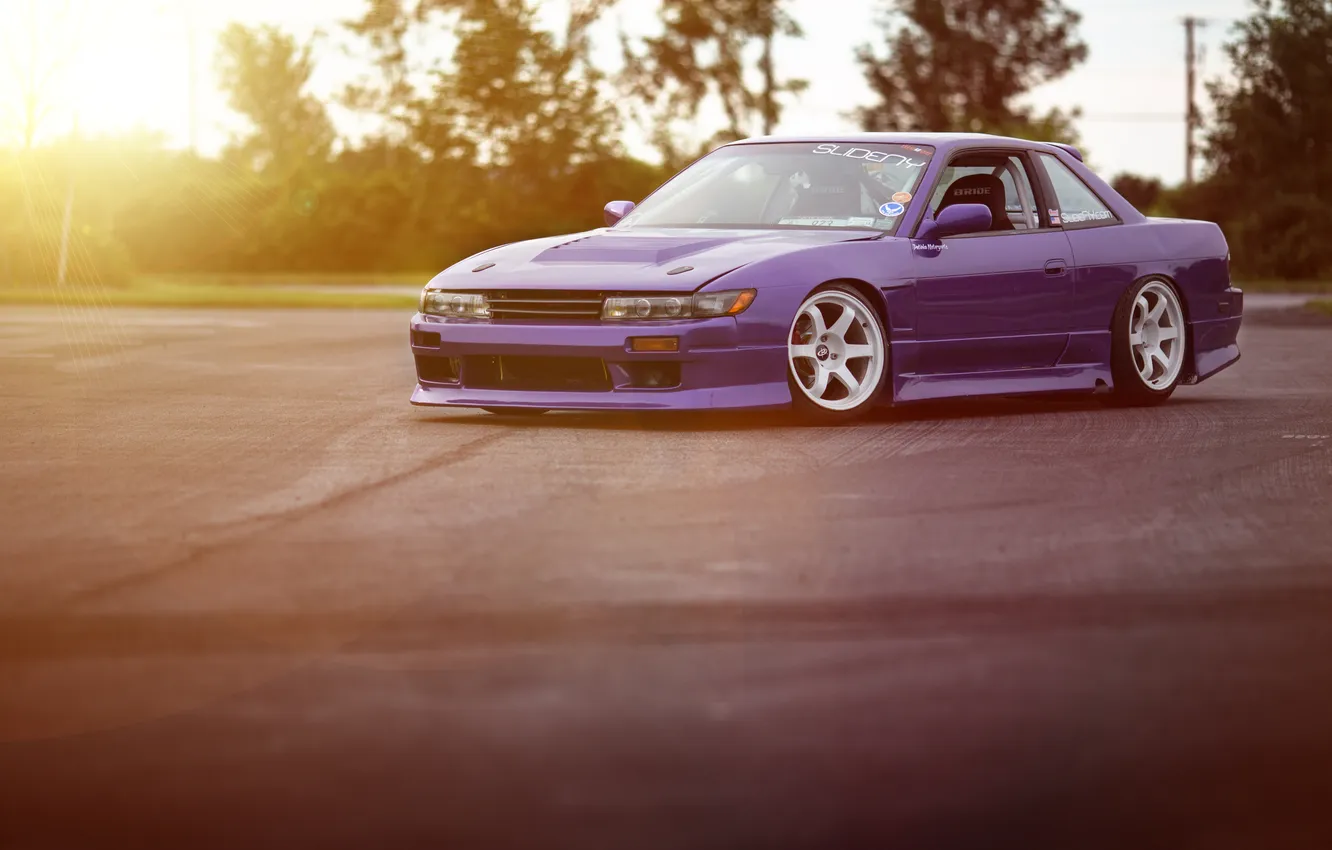 Фото обои Silvia, Nissan, sunset, purple, S13