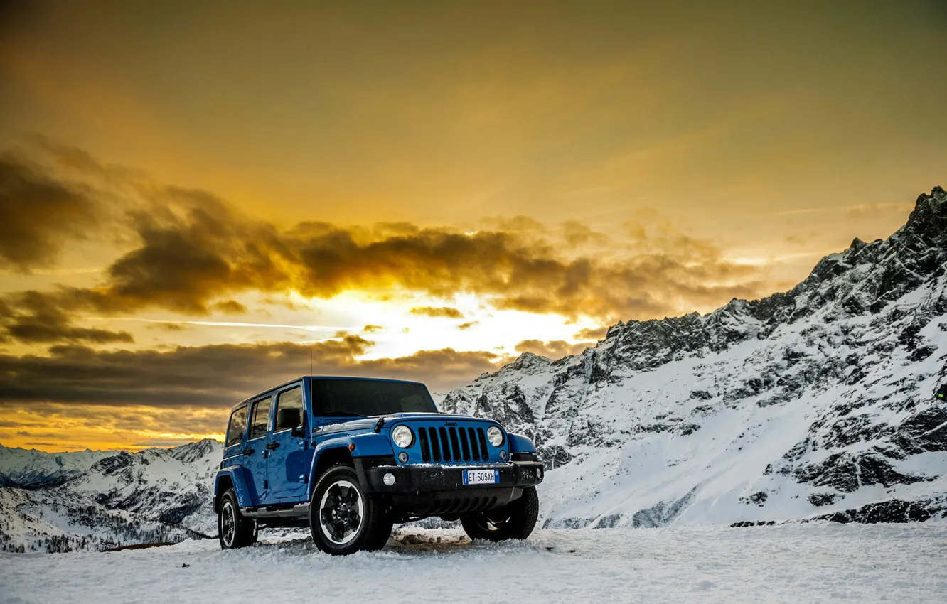Фото обои машина, авто, снег, горы, автомобиль, Jeep Wrangler Polar