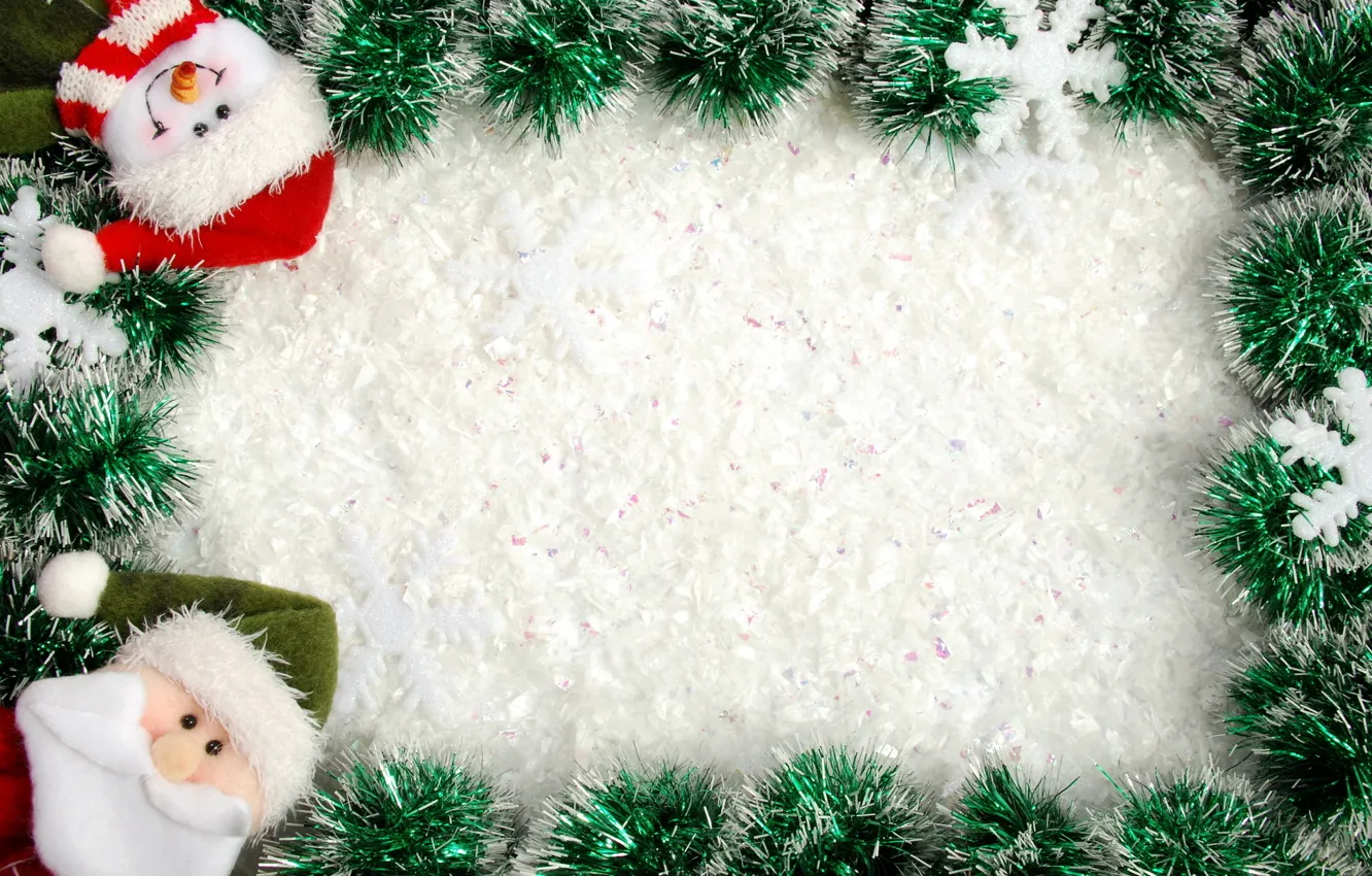 Фото обои снежинки, праздник, новый год, рождество, рамка, снеговик, christmas, new year