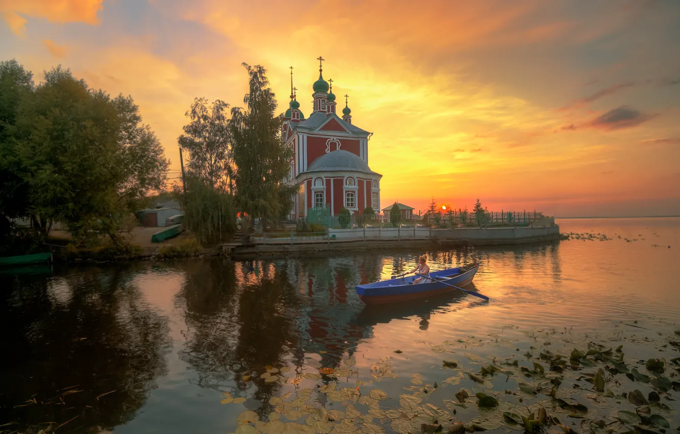 Пейзаж с лодками Переславль Залесский