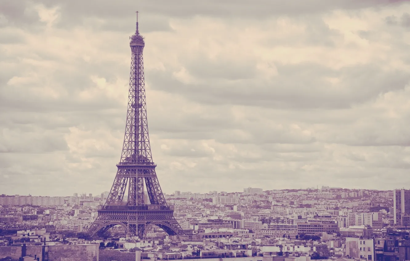 Фото обои небо, город, фон, widescreen, обои, эйфелева башня, здания, париж