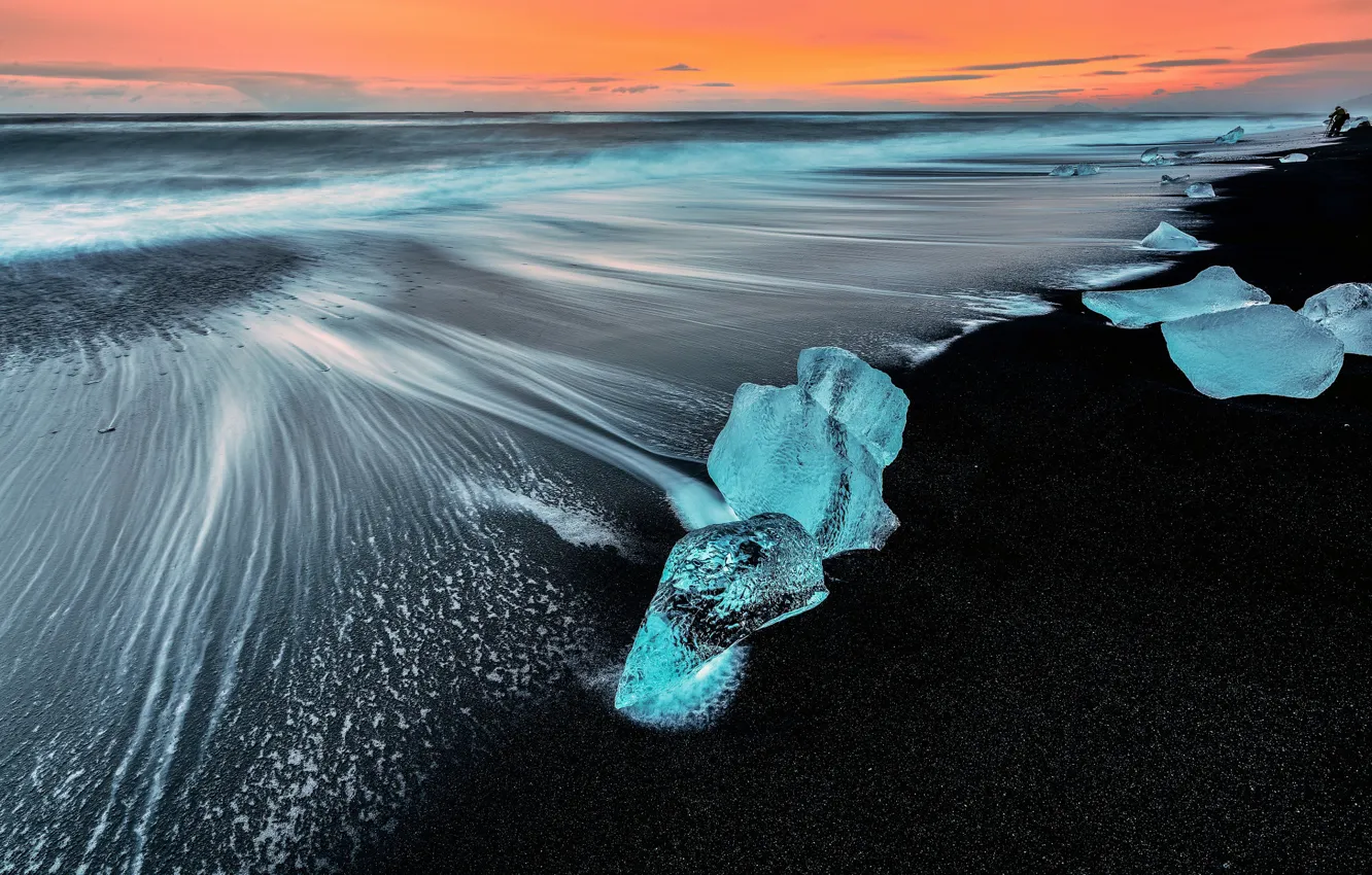 Фото обои пляж, небо, природа, лёд, Исландия