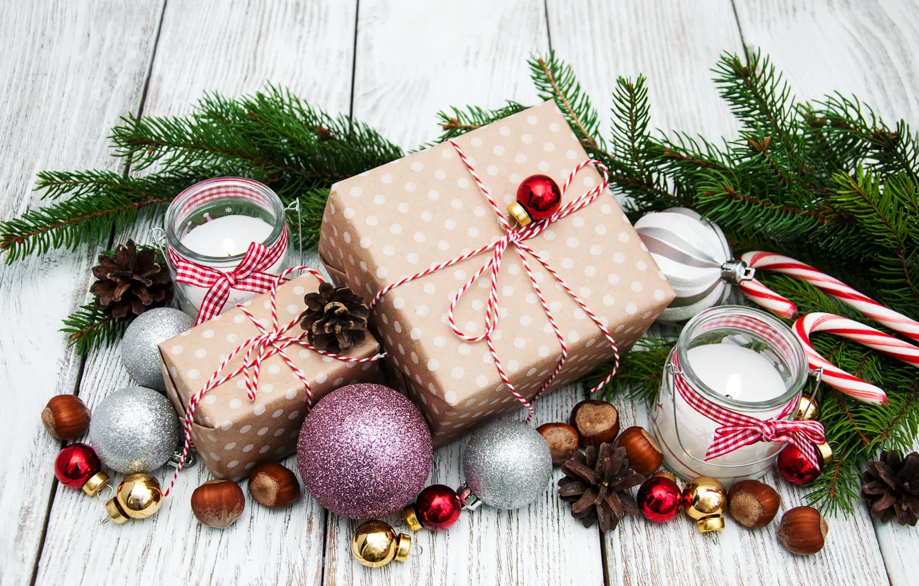 Фото обои украшения, подарок, шары, новый год, Рождество, Christmas, balls, decoration