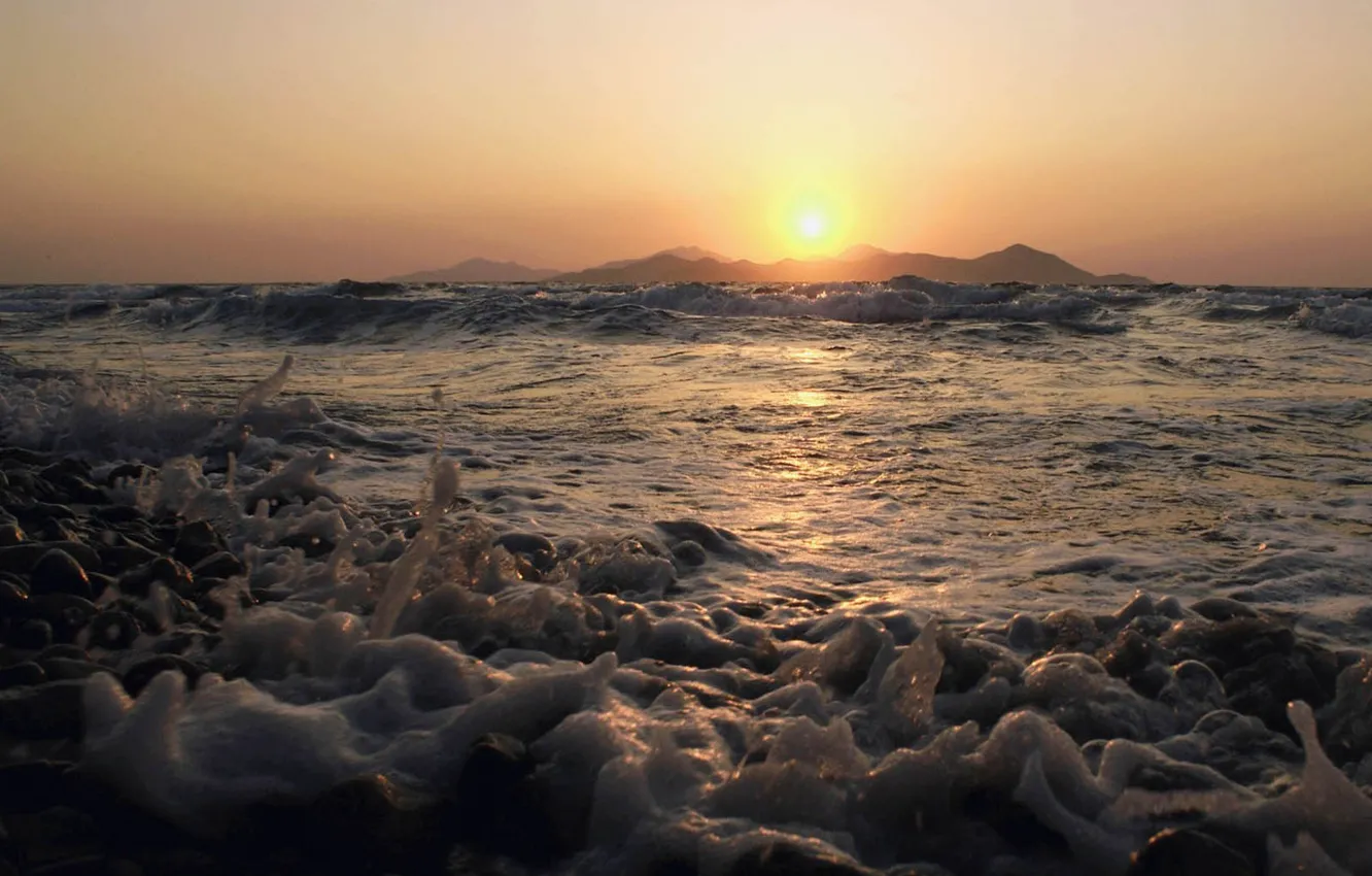 Фото обои волны, солнце, Море
