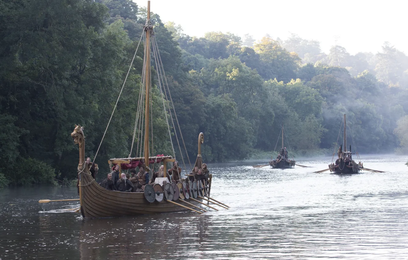 Фото обои корабли, сериал, Vikings, Викинги, драккары