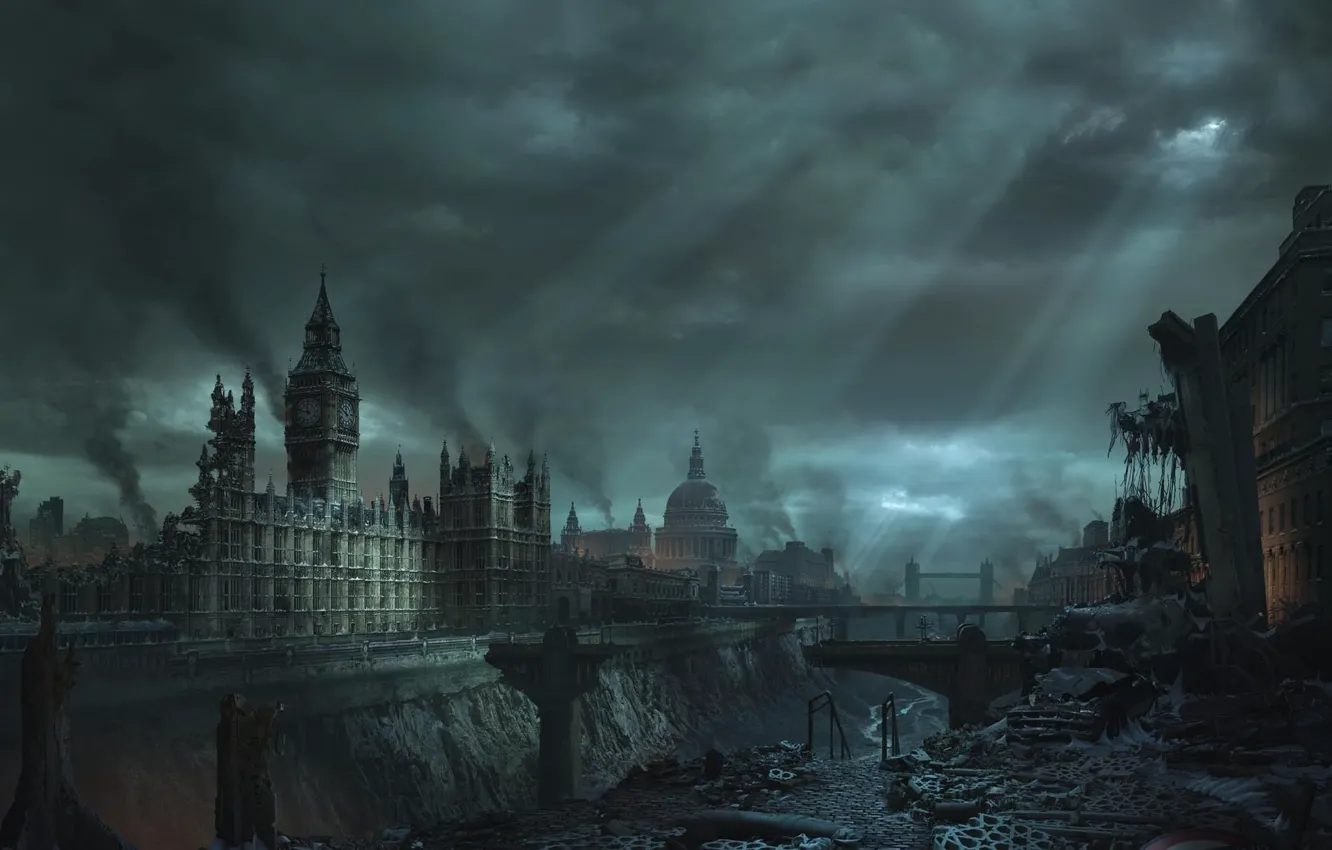 Фото обои Англия, Лондон, разруха, руины