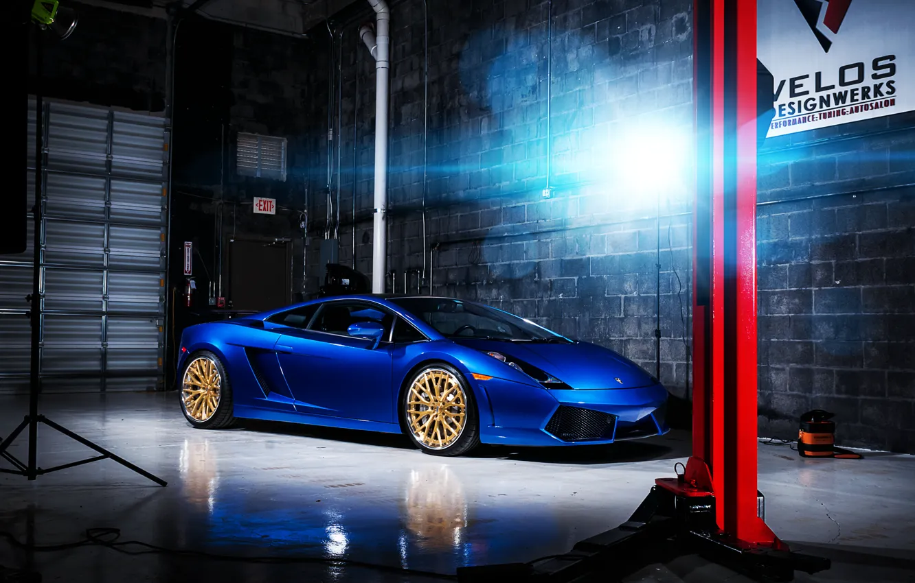 Фото обои свет, Lamborghini, бокс, Gallardo, блик, синяя, ламборджини, blue