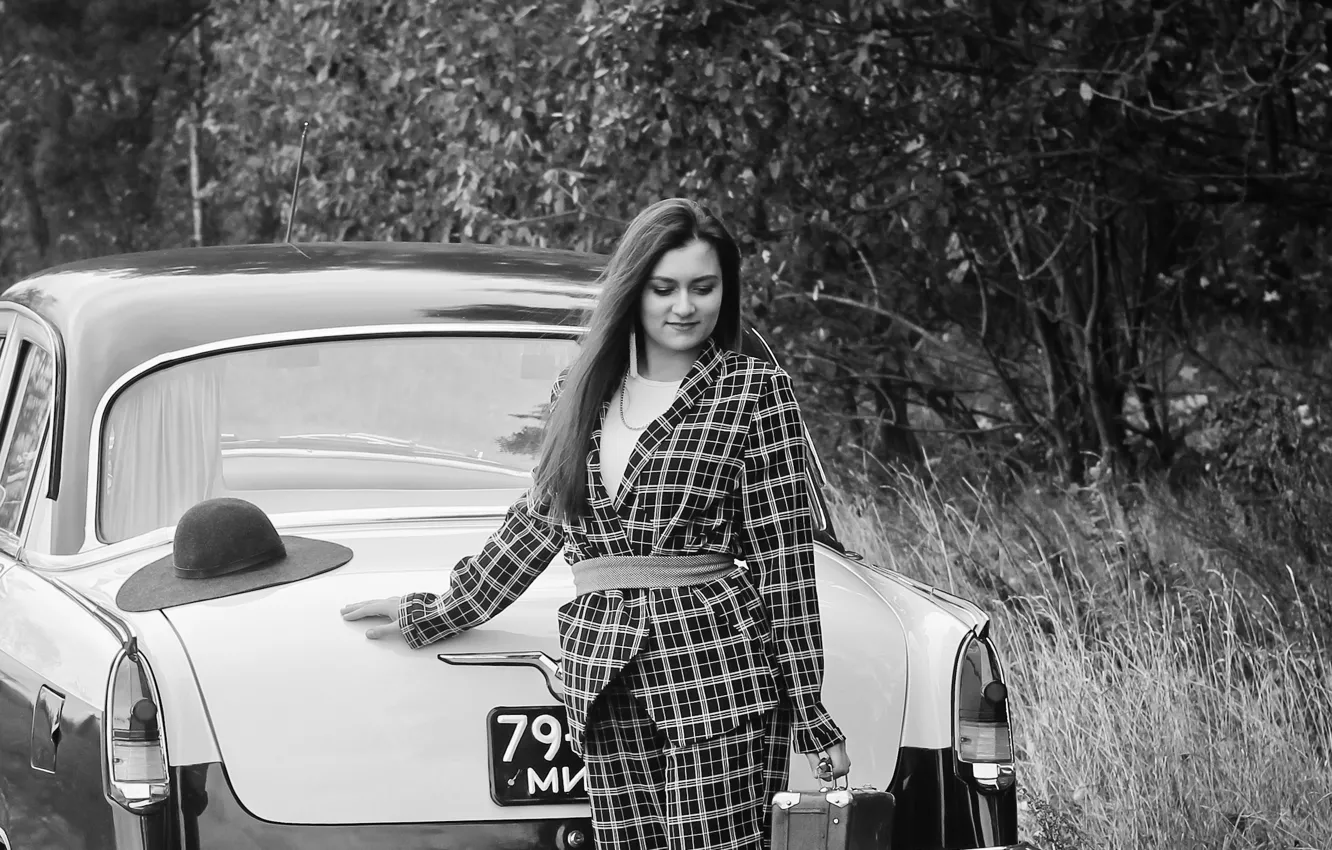 Фото обои black & white, USSR, retro, Volga, GAZ-21