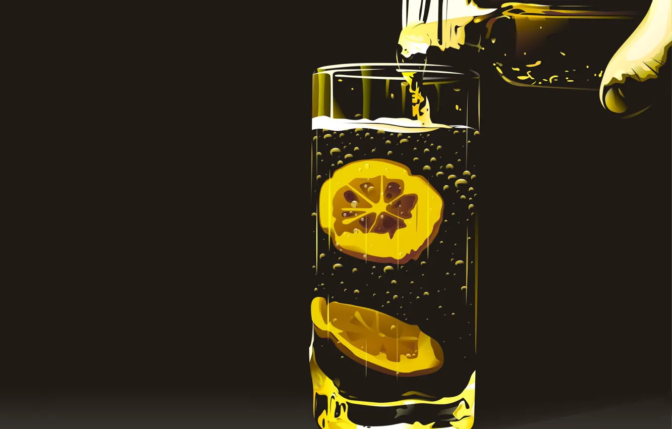 Фото обои стакан, лимон, Вектор