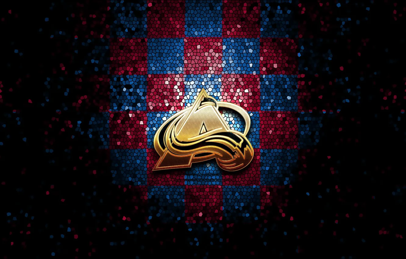 Фото обои wallpaper, sport, logo, NHL, hockey, glitter, checkered, Colorado Avalanche