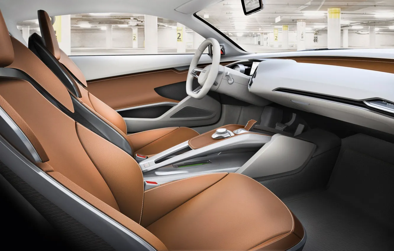 Фото обои Audi, руль, сиденья, салон, e-tron