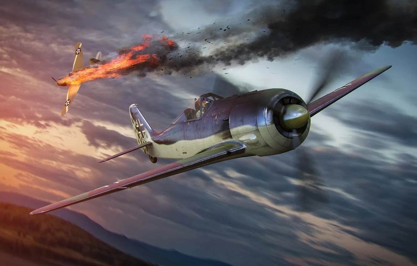 Фото обои самолет, огонь, дым, падение, aviation, авиа, MMO, Wargaming.net