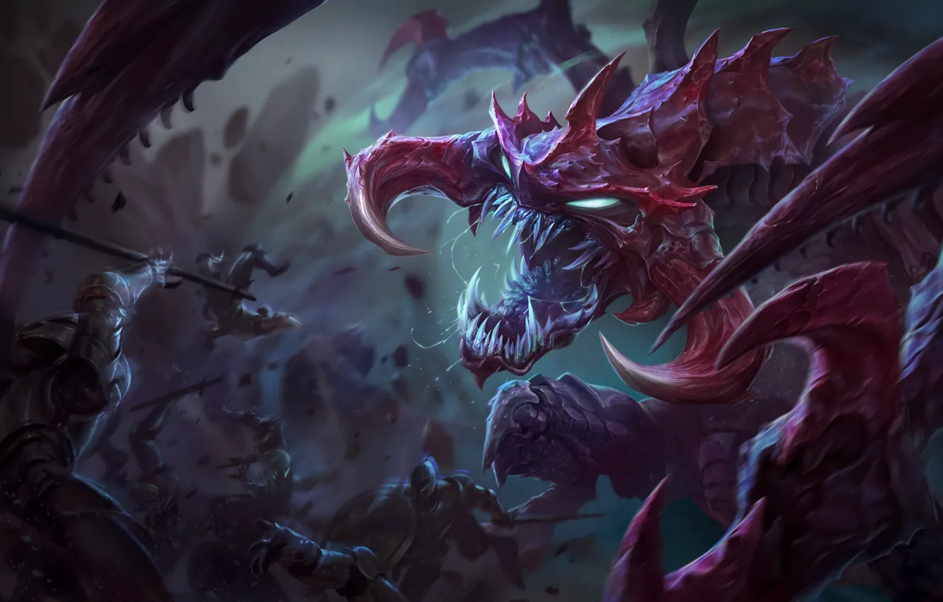 Фото обои Fantasy, Monster, Art, League of Legends, Illustration, LoL, Cho'Gath, Game Art