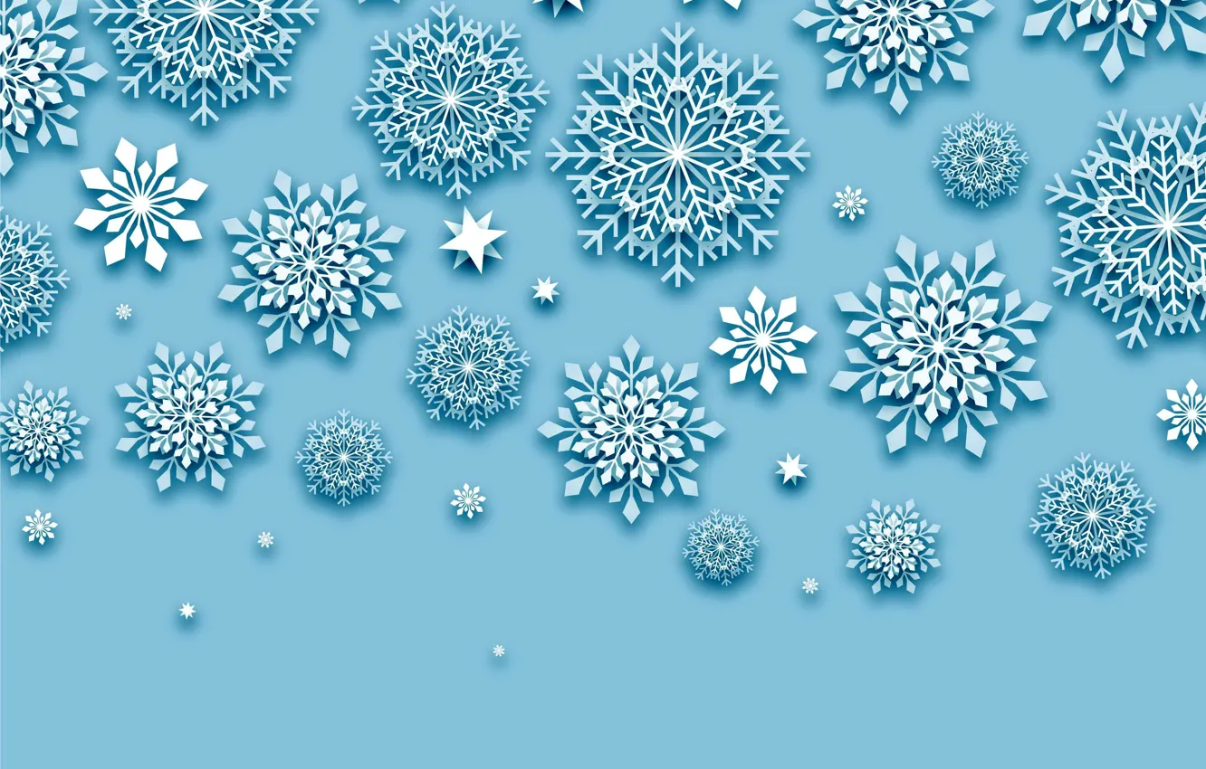 Фото обои снежинки, фон, christmas, blue, winter, background, snowflakes