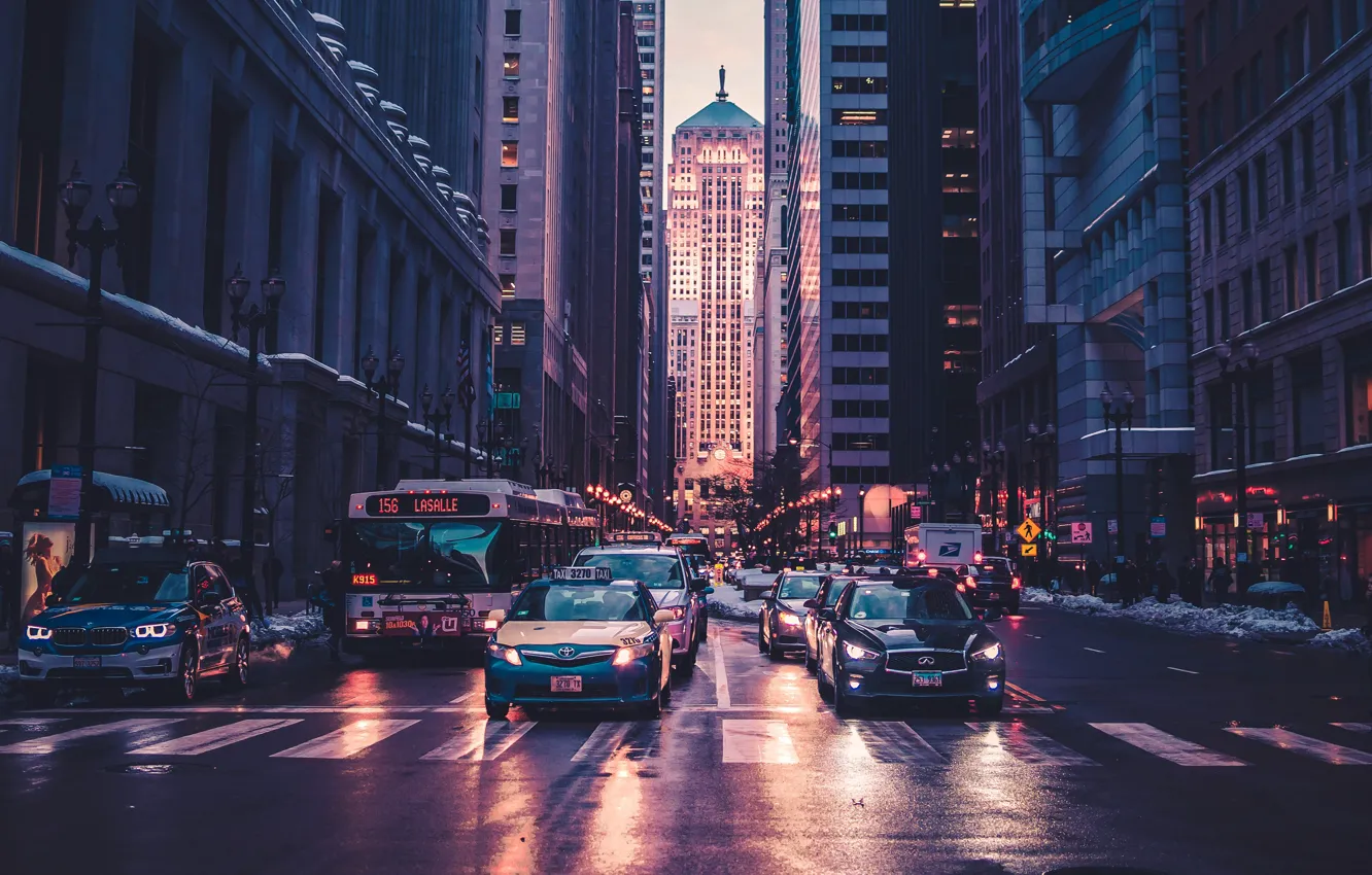 Фото обои улица, небоскребы, Чикаго, USA, Chicago, skyscrapers, Max Bender
