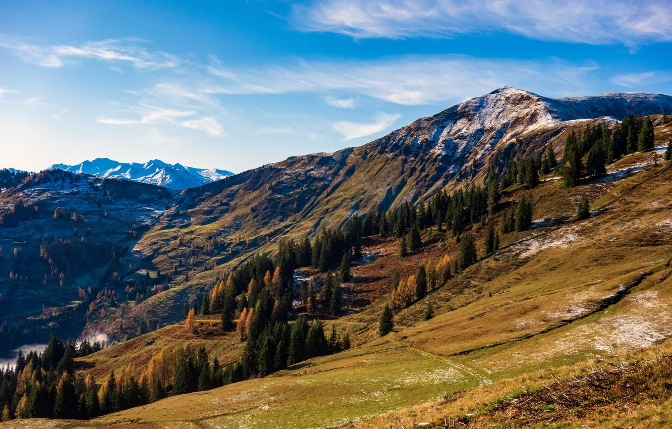 Фото обои осень, горы, склоны, Австрия, Hochkönig, Dienten