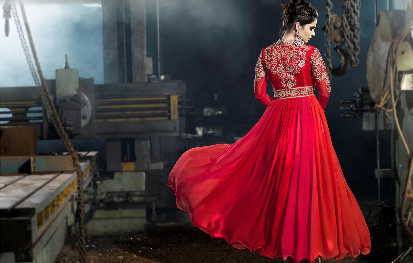 Фото обои red, girl, hot, dress, photography, beautiful, lady, indian