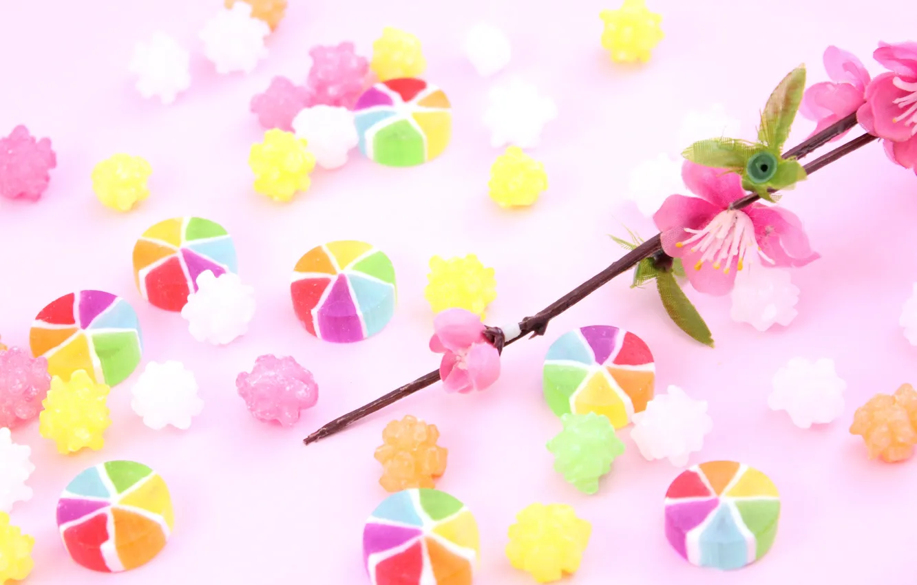 Фото обои цветы, конфеты, Леденцы