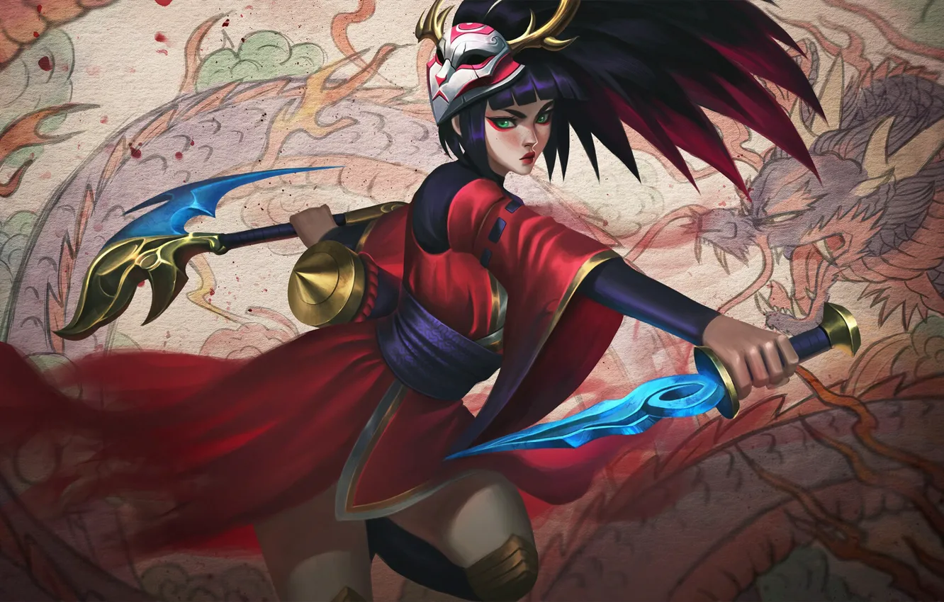 Фото обои Akali, League of Legends, Fan Art, Lol, Game art, Khaila Diaz