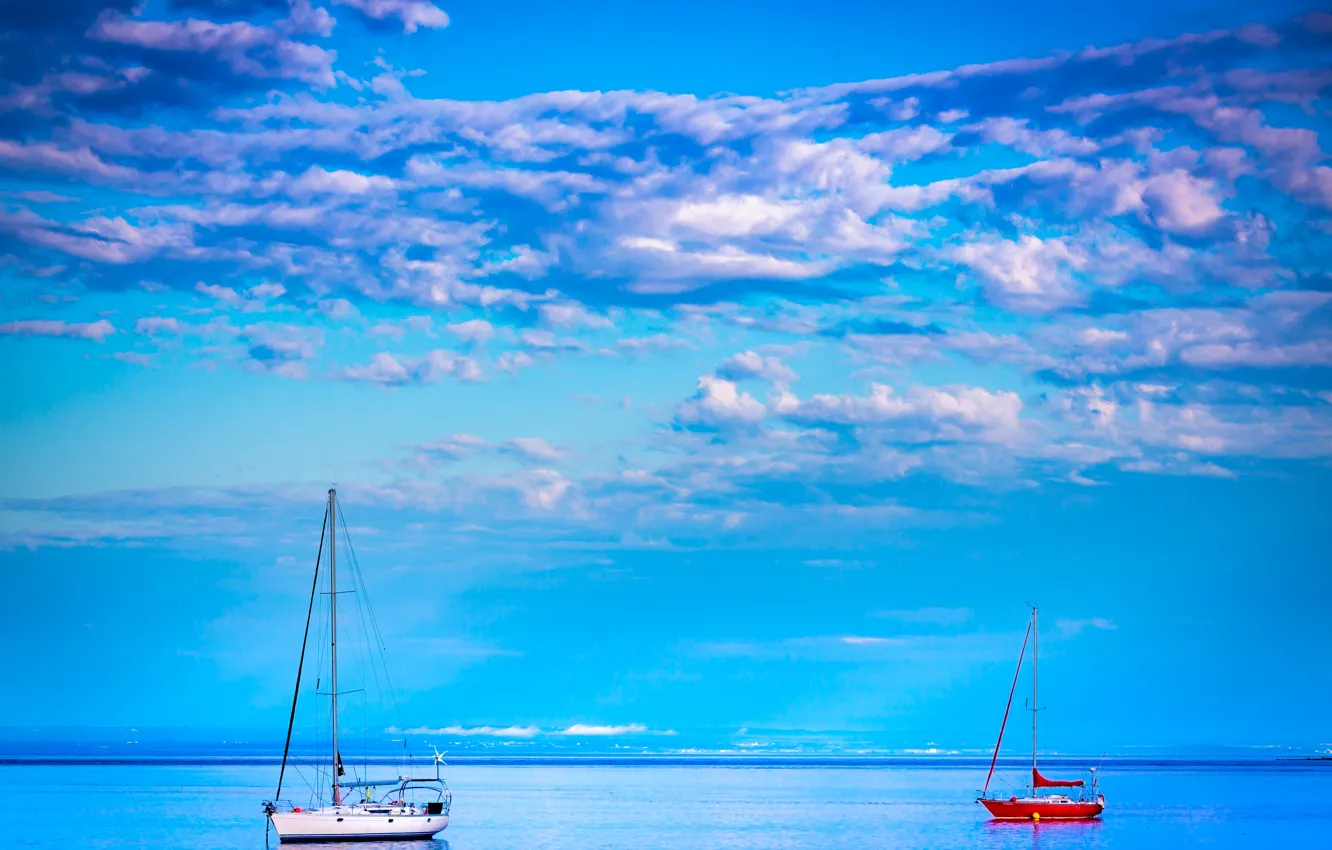 Фото обои море, небо, яхта