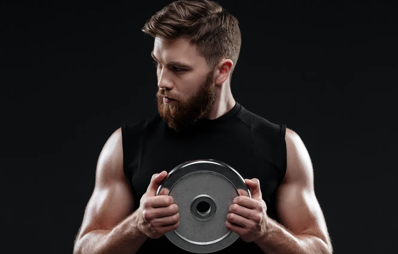 Фото обои pose, beard, weight disc