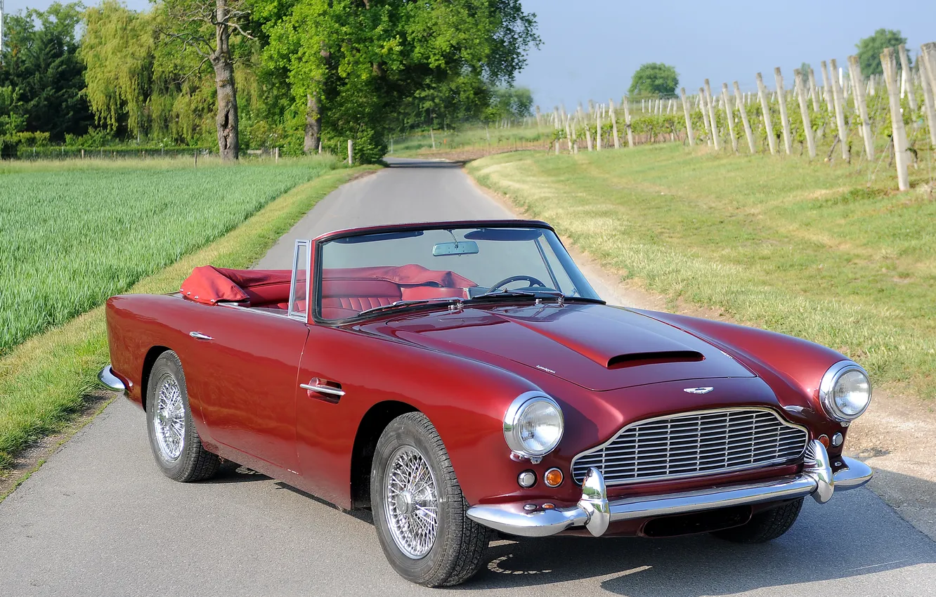 Фото обои Aston Martin, ретро автомобили, Convertible, 1963, retro cars, Aston Martin DB4