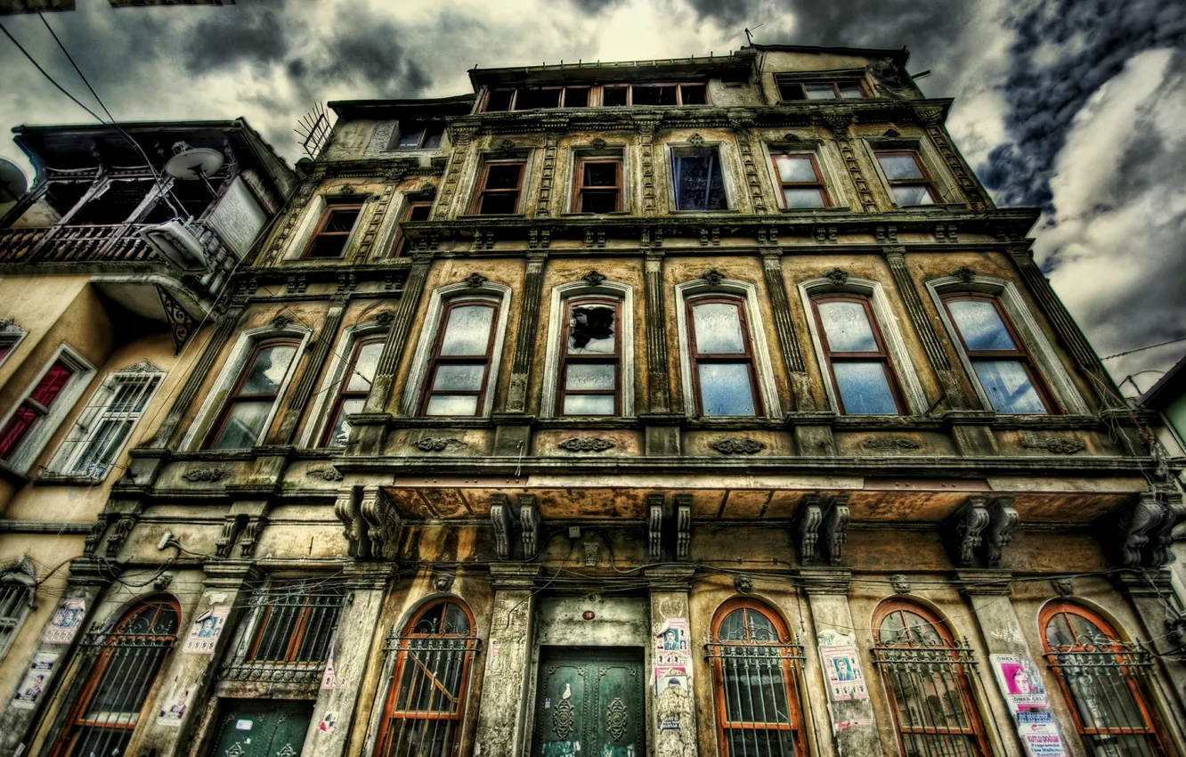 Фото обои HDR, Улица, Стамбул, Турция, Street, Istanbul, Turkey, Старое здание