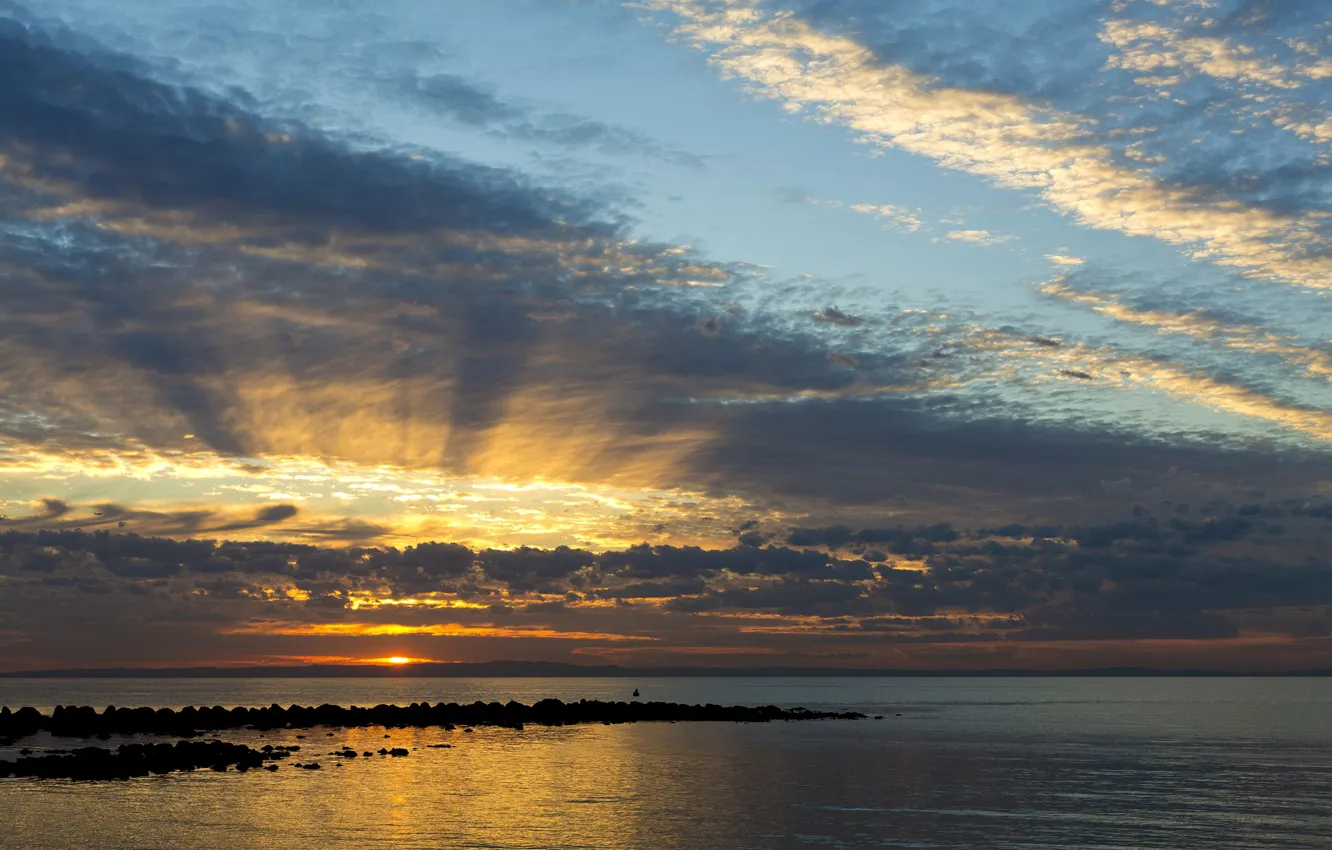 Фото обои море, небо, облака, закат, побережье, вечер, Австралия, Queensland