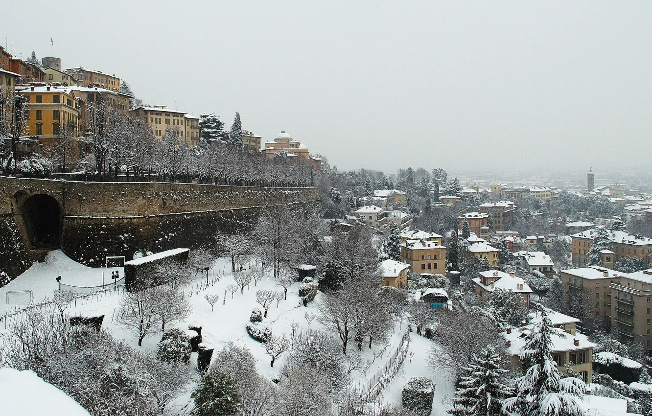 Фото обои зима, снег, Италия, панорама, Italy, panorama, winter, snow