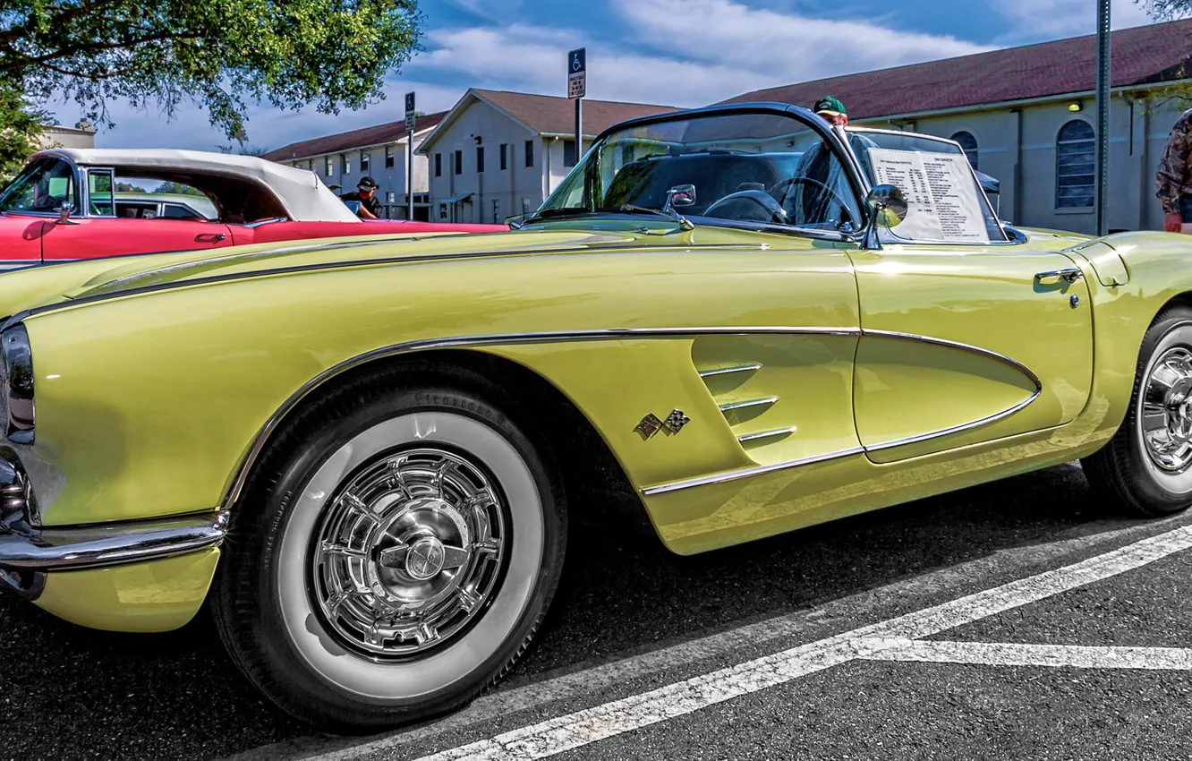 Фото обои Corvette, Chevrolet, классика, Chevrolet Corvette, 1958 Chevrolet Corvette