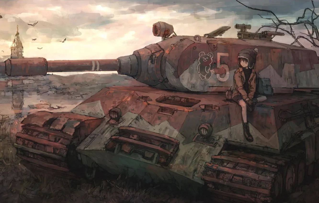 Фото обои Война, Военные, Аниме, Танк, Anime, War, Tank, Military