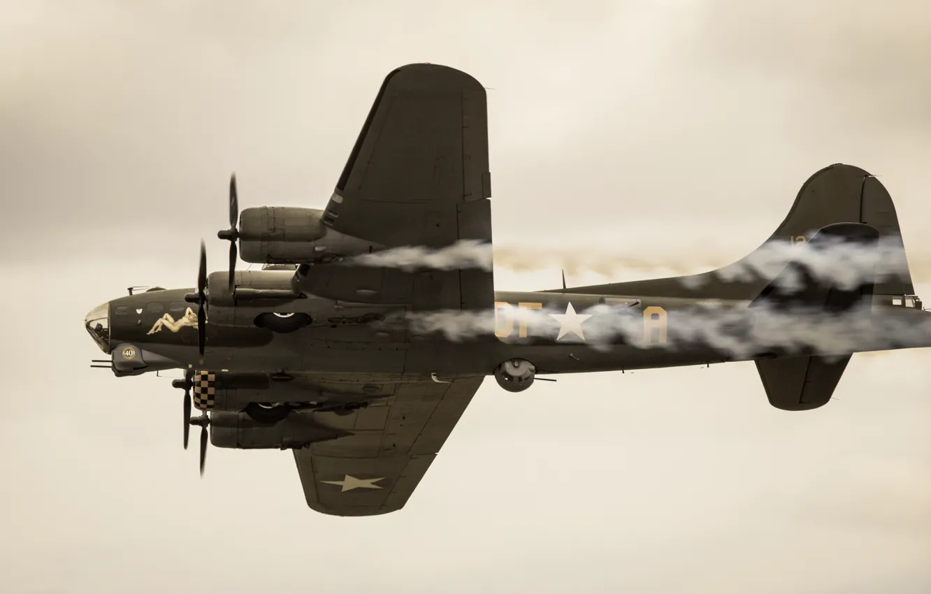 Фото обои бомбардировщик, четырёхмоторный, тяжёлый, Flying Fortress, «Летающая крепость», Boeing B-17