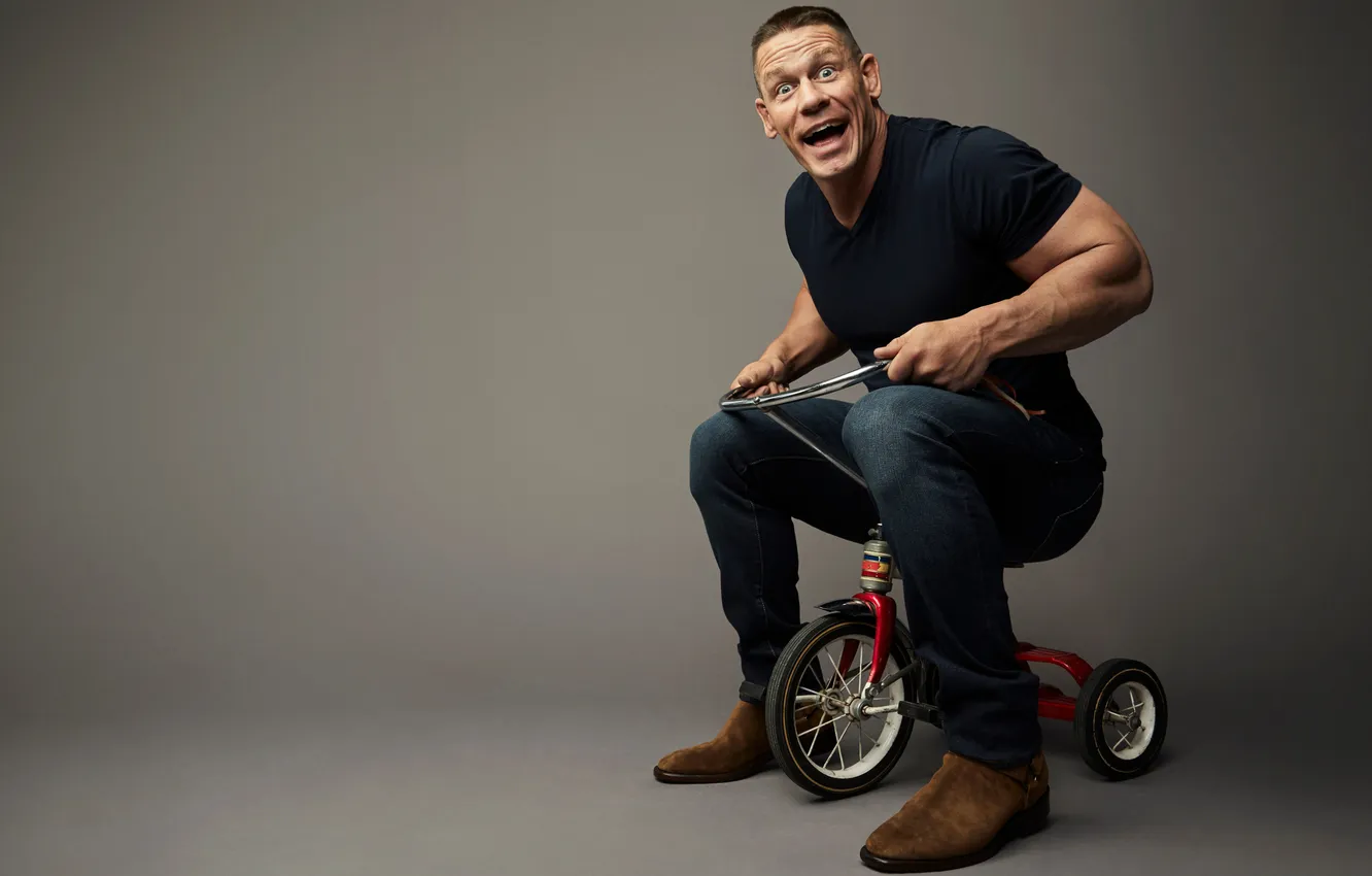 Фото обои велосипед, поза, спортсмен, актёр, сидит, атлет, Джон Сина, John Cena