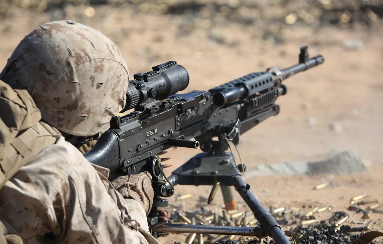 Фото обои оружие, солдат, M240B, machine gun