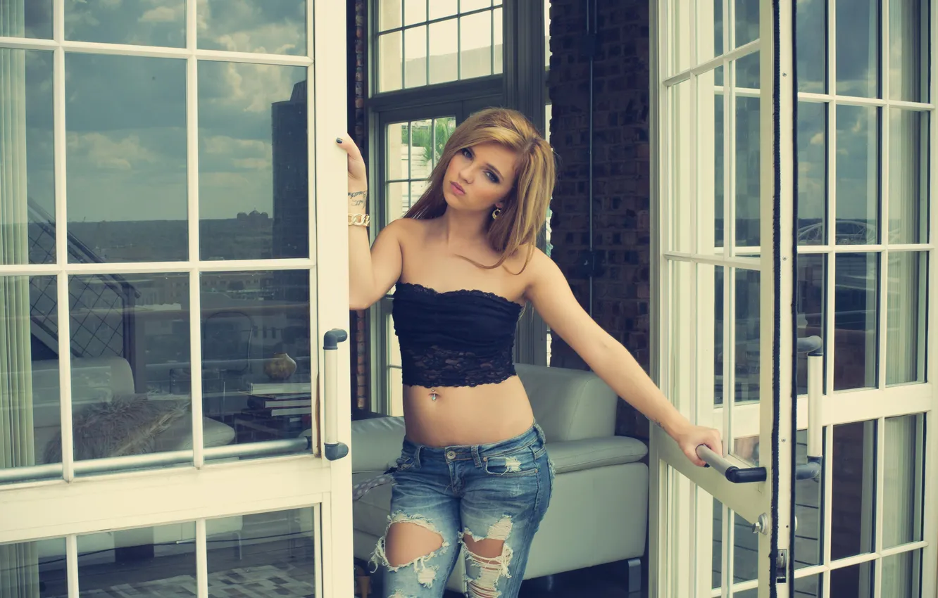 Фото обои girl, beautiful, model, look, denim