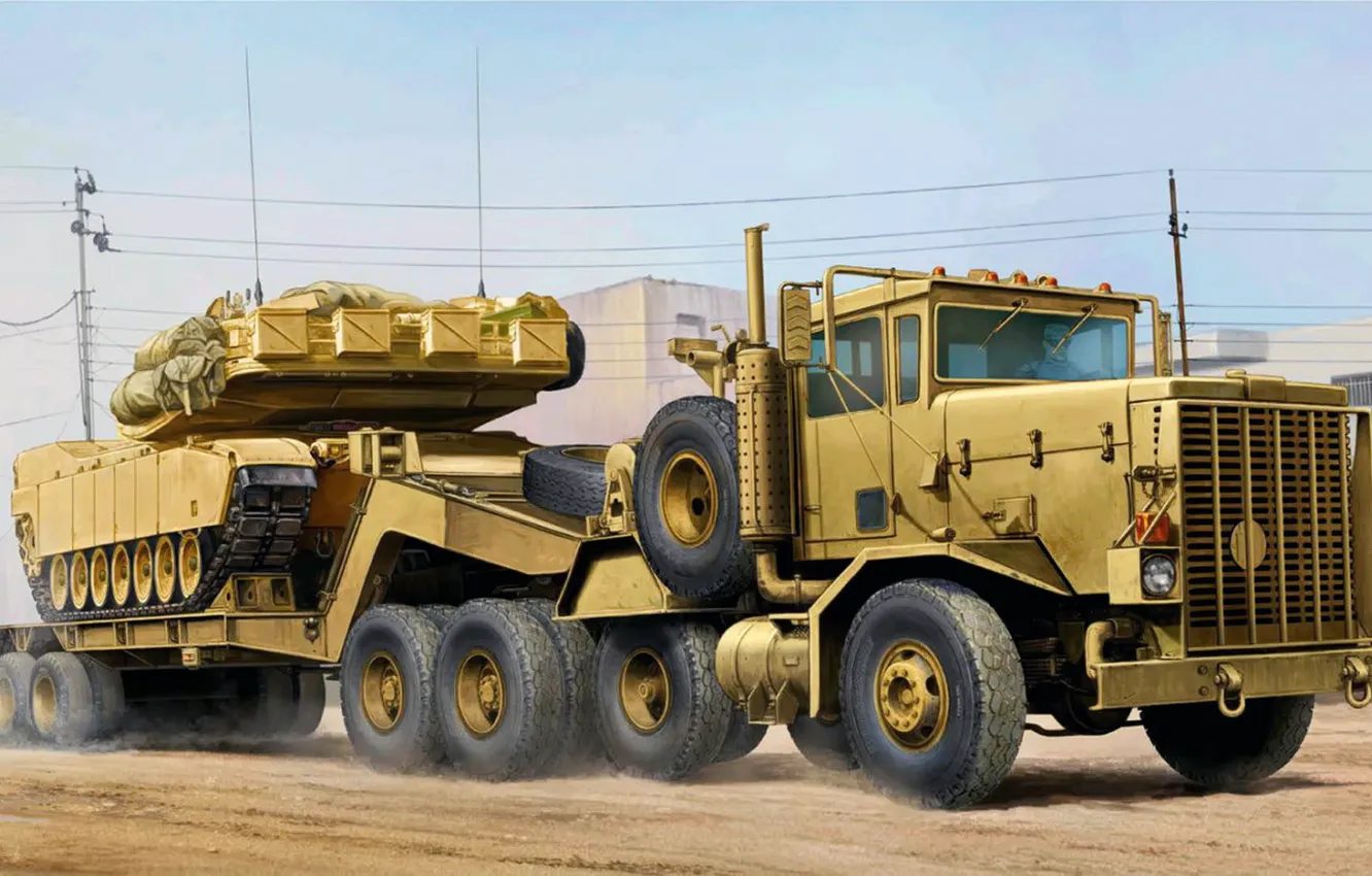 Фото обои США, Oshkosh, Армейский тягач, Heavy Equipment Transport System, M911, HETS, M747