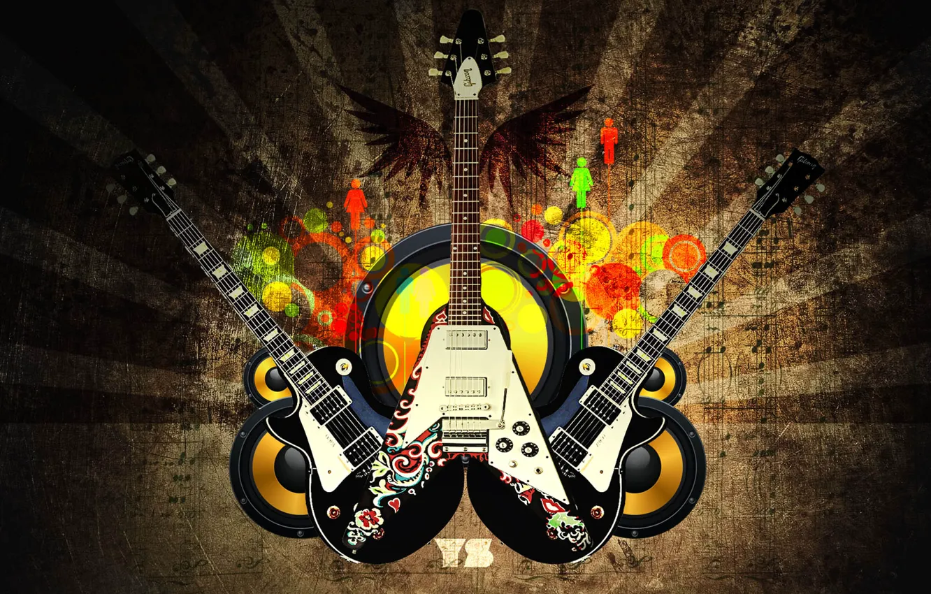 Фото обои гитары, лого, звук