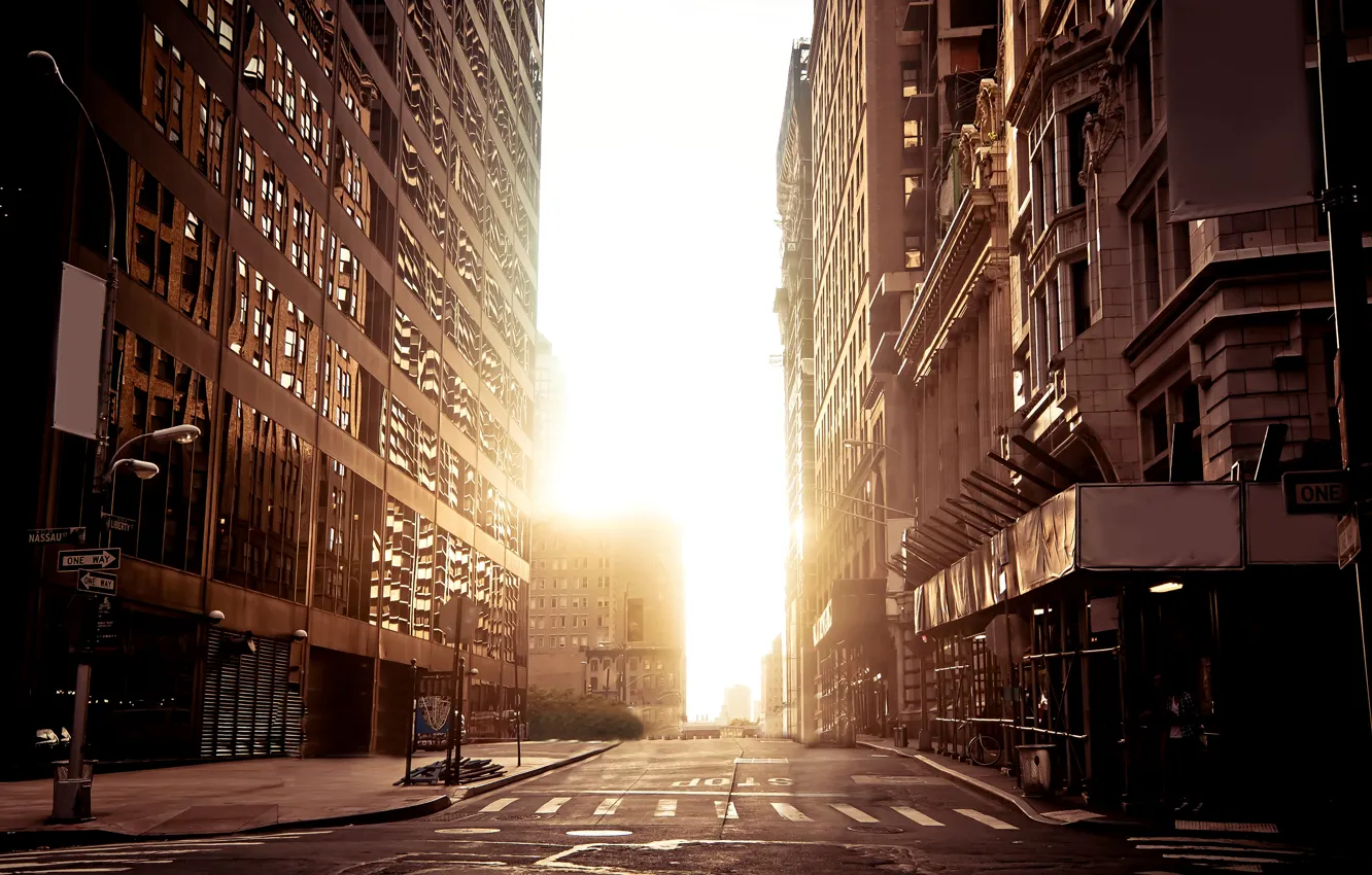 Фото обои city, город, Нью-Йорк, New York, городских, urban, пустые улицы. Зданий, empty street .buildings