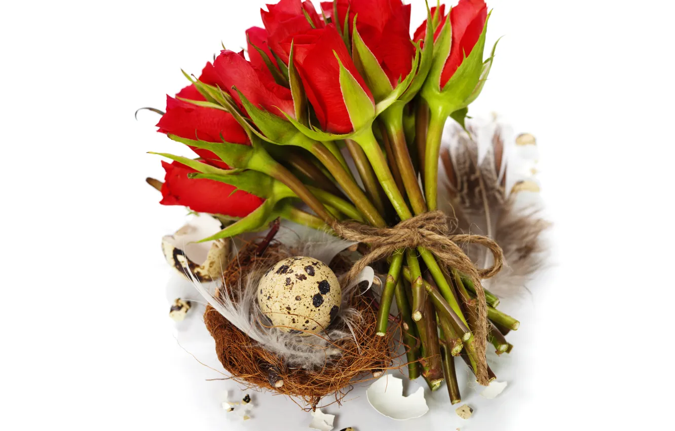 Фото обои праздник, розы, Пасха, корзинка, композиция, eggs, Natalia Klenova