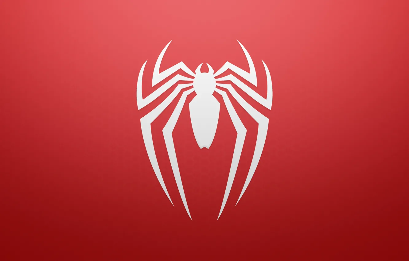 Фото обои logo, marvel, comics, spider man, minimalist, red background