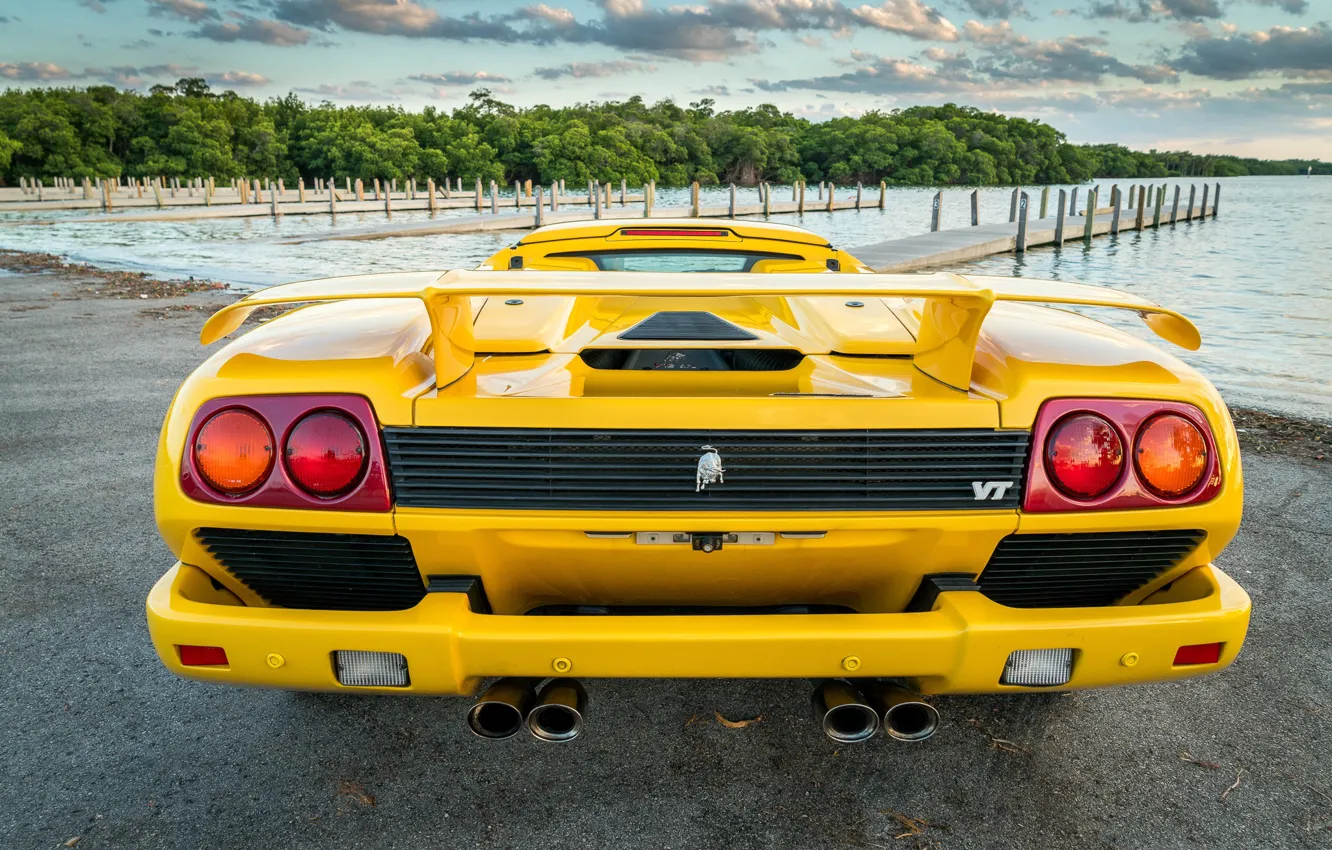 Фото обои Roadster, Yellow, Lamborghini Diablo, Sypercar