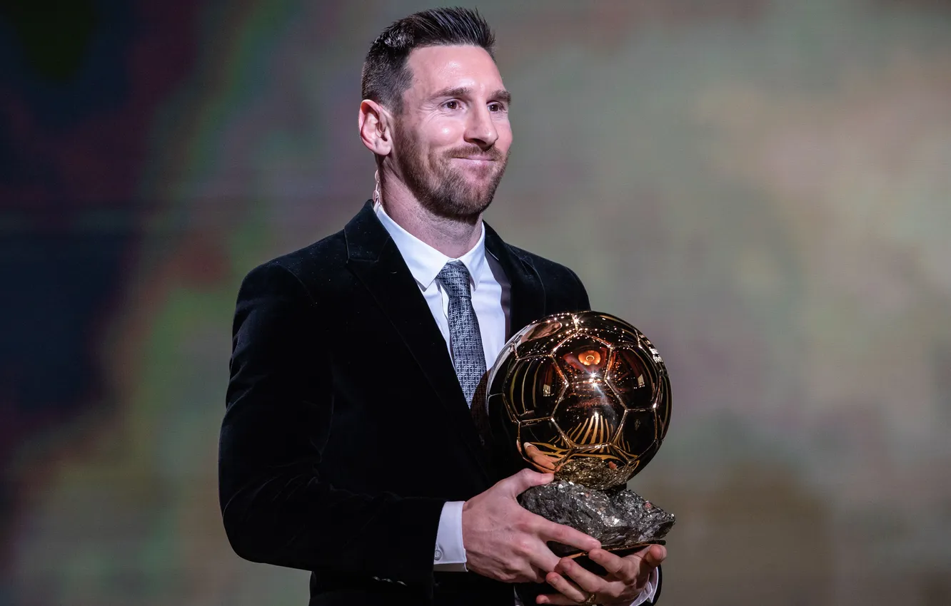 Фото обои Лионель Месси, Lionel Messi, золотой мяч, Ballon D'or